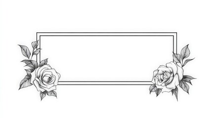 Floral Border with Elegant Roses for Design and Decoration Use