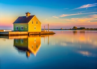 Fototapeta premium Tranquil Minimalist Photography of Newburyport, MA: Serene Coastal Views and Simple Architecture in Soft Natural Light