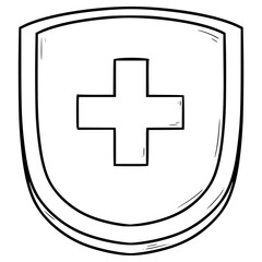 Obraz premium medical shield illustration hand drawn outline vector