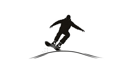 Fototapeta premium Snowboarder Carving Through Powder on a Mountainous Slope