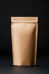 Minimalist Stand-Up Kraft Zipper Pouch on Dark Background