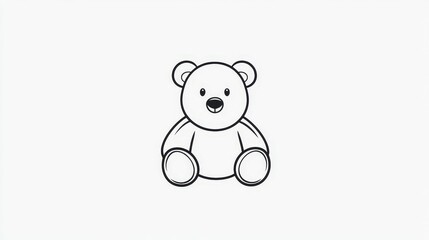 Cute and Simple Outline of a Teddy Bear in Minimalist Style