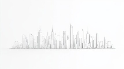 Naklejka premium Minimalist City Skyline Outline with Architectural Lines and Design
