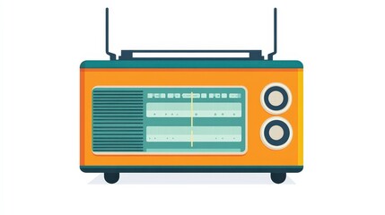 Fototapeta premium Vintage style radio with antennas and colorful design illustration