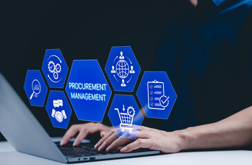 Procurement management and supply chain concept. Procurement icons related to logistics, supply...