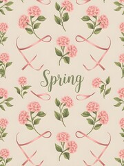 Soft pastel pattern of pink flowers and green leaves. floral and vibrant