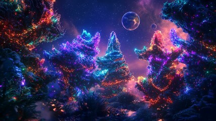 Fototapeta premium 非現実的で夢のような幻想的な世界_クリスマスツリー