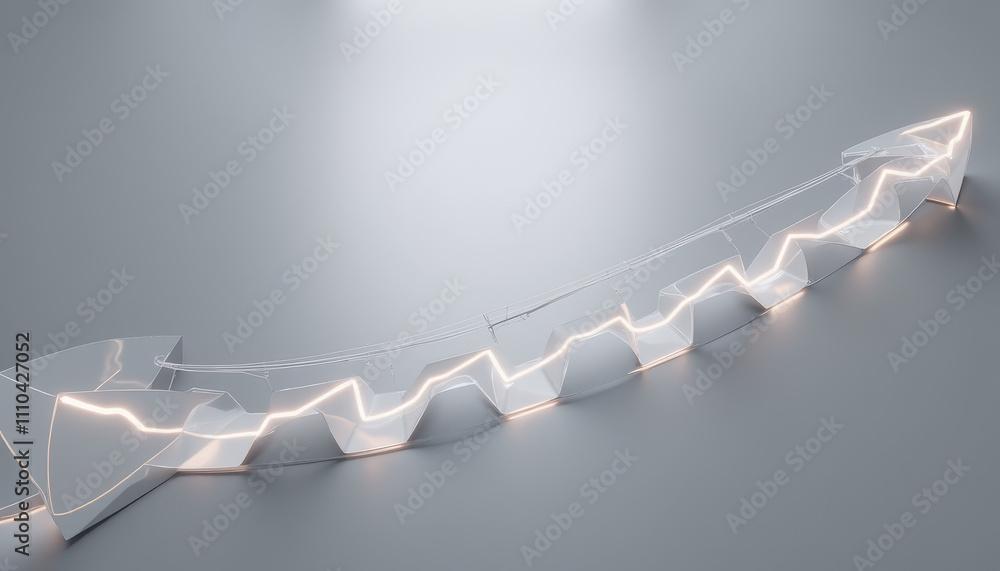 Poster futuristic arrow design with illuminated edges, sleek and modern, symbolizing direction and progress
