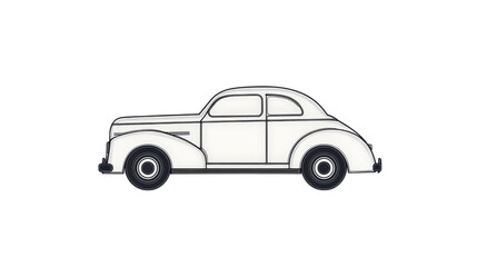 Fototapeta premium Classic Vintage Car Outline in Minimalist Style on White Background