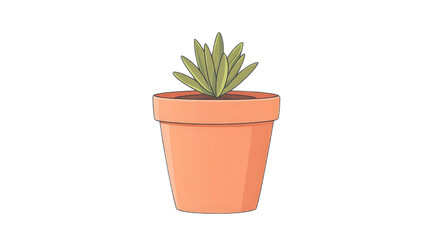 Potted Succulent Plant with Green Leaves in Clay Pot Design