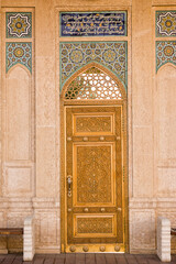 Chiseled wooden door in Hazrat Khizr Mosque