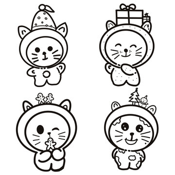 Set of drawing lines for a Christmas day , lines art