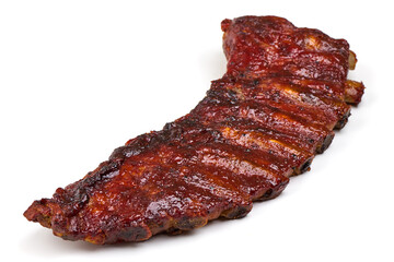 Delicious Grilled Ribs, isolated on a white background. Close-up.