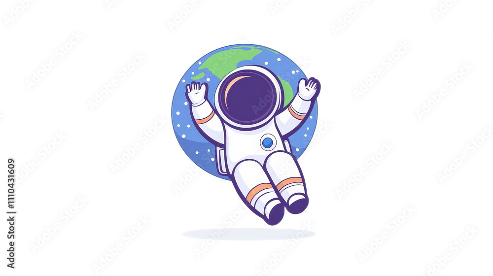 Poster astronaut floating in space with earth in the background