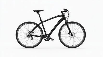 Sleek Modern Black Bicycle on White Background for Promotional Use