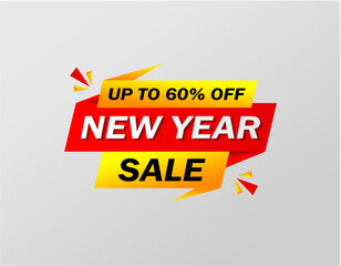 Happy New Year Sale. New Year Sale Template Design. Biggest Sale of year. Save up to 60%off. Editable EPS file.