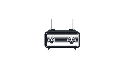 Obraz premium Vintage Retro Radio with Antennas in Black and White Illustration