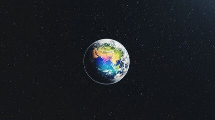 Naklejka premium Detailed View of Earth from Space Surrounded by Stars and Darkness
