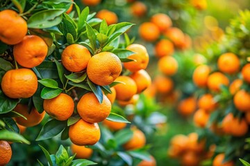 Vibrant Harvesting of Oranges and Mandarins Amidst Lush Green Leaves Showcasing the Nutritional Benefits of Vitamin C-Rich Citrus Fruits in a Sunny Orchard Setting