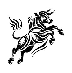 Fototapeta premium bull tribal engraving black and white outline
