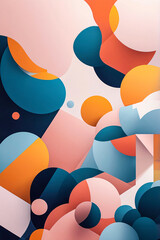 An abstract composition of overlapping shapes in a vibrant color palette. Bold and dynamic, with primary and secondary colors, it evokes creativity & playfulness. Ideal for graphic design, art & decor