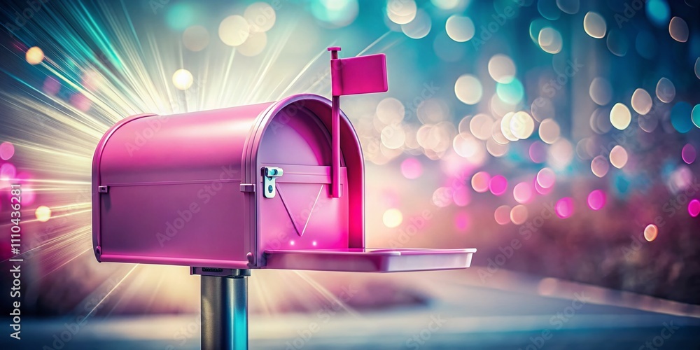 Poster vibrant pink mailbox with letter symbolizing newsletter concept and generative ai innovation in a so