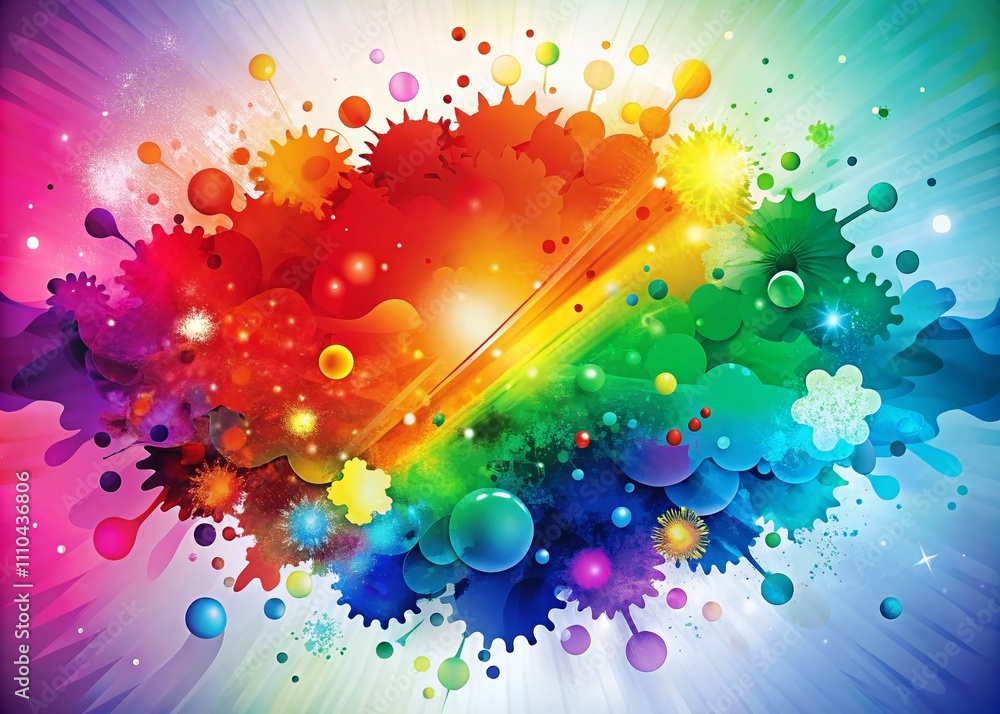 Poster vibrant rainbow colored blots frame for text – abstract artistic background for creative design and 