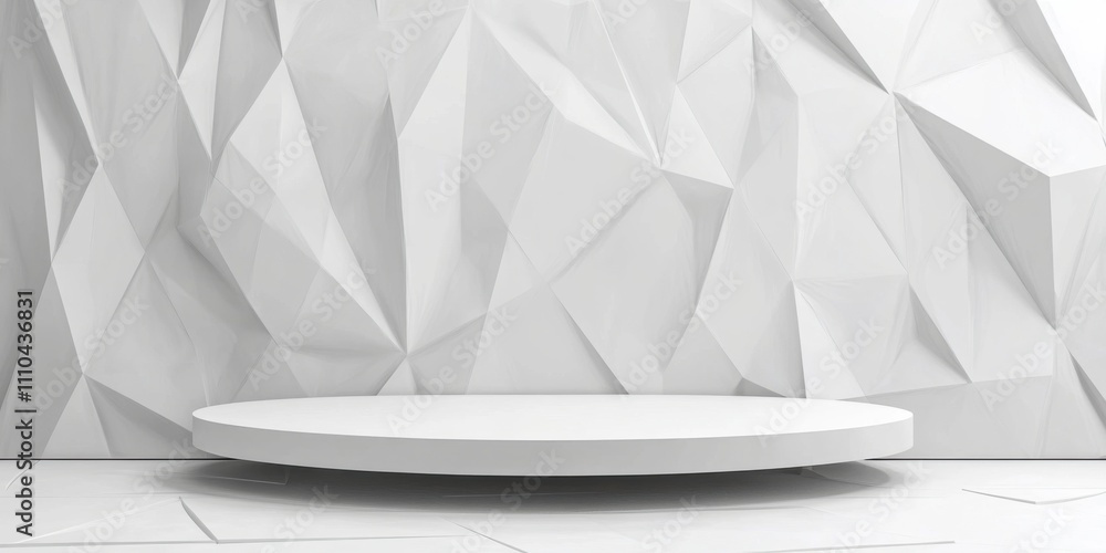 Poster abstract white geometric background with circular platform for product display or presentation minim