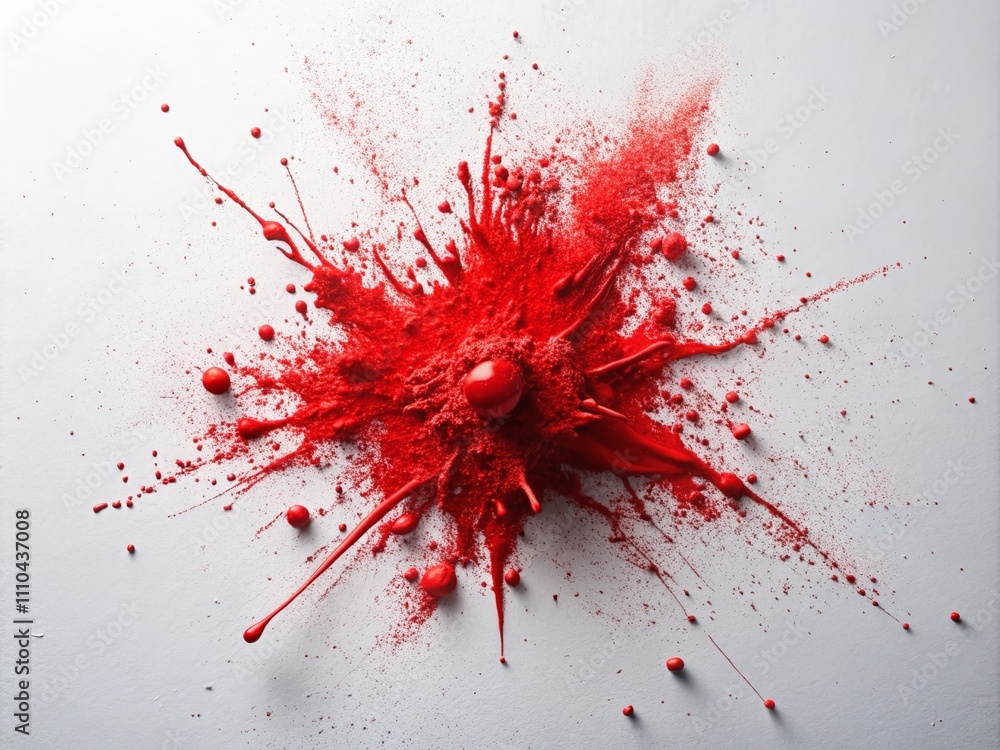 Aufkleber vibrant red paint splatter on a white surface capturing artistic expression and texture for creative