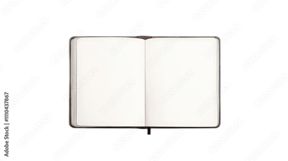 Poster blank open notebook with clean pages for notes and sketches