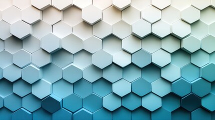 Naklejka premium A visually striking pattern of hexagonal shapes, featuring a gradient from light to dark blue tones, creating a modern and textured backdrop.