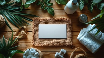 Business Card Mockup with Fitness Items. Generative AI