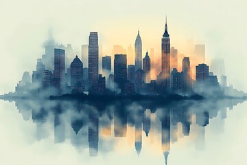 Obraz premium New York skyline. Travel and tourism background. Vector illustration