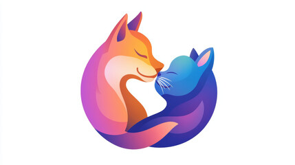 Naklejka premium illustration of dog and cat