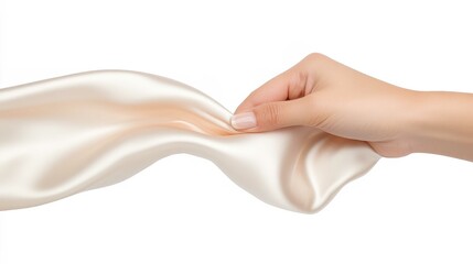 Hand Holding Luxurious Fabric Folds

