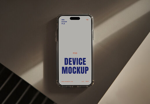 Laying Phone Pro on Table Mockup