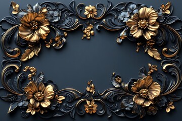 Golden sparkling ring with golden glitter isolated on black background. Vector golden frame.