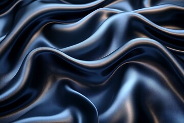 Obraz premium Beautiful dark blue silk satin background. Soft folds on shiny fabric. Luxury background with copy space for text, design. Web banner. Flat lay, top view table.Birthday, Christmas, Valentine's Day.