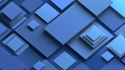Fototapeta premium Abstract blue geometric shapes arranged in a layered pattern.