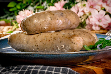 Boiled white sausage.