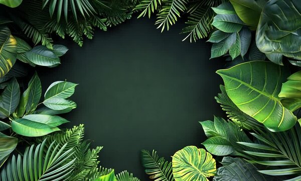 Lush green leaves arranged in a circular pattern.