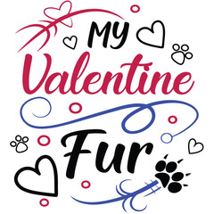 Adobe Illustrator Artwork, a white background with a black cat and hearts saying my valentine has a black cat on it.