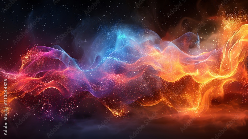 Canvas Prints abstract fiery and icy waves in space.