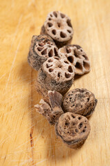 top view herb OuJie or Nelumbinis Rhizomatis Nodus or Lotus Rhizome Node vertical composition