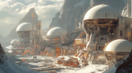 A Futuristic Space Colony with Dome Structures