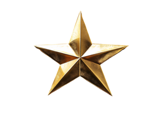 This is a 3D rendering of a gold star isolated on white & transparent a background.