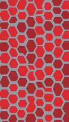 Gray Hexagon pattern hand drawn design on Red background illustration