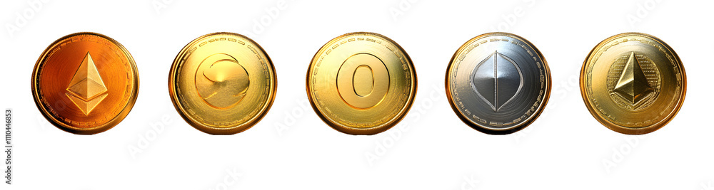 Poster 3d point coin set with various angles
