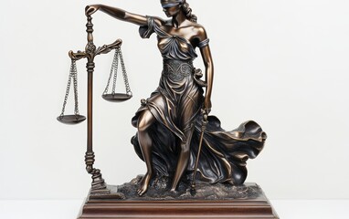 Justice statue professional photo on clean bright white background