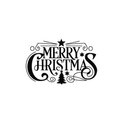 Merry Christmas lettering typography Vector holiday illustration element design